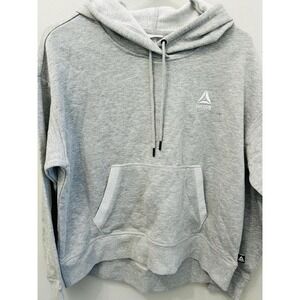 Reebok Women's Hoodie Large Gray Fleece Pullover Sweatshirt